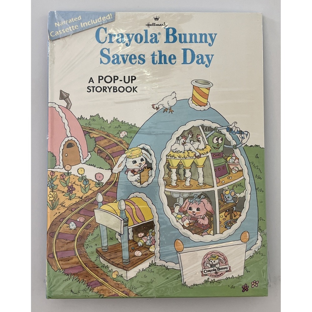 Hallmark‎ Easter 1990 Crayola Bunny Pop-Up Storybook & Narrated Cassette VTG NEW